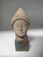 Chypriote Tête dun homme en calcaire 11,00 cm, Verzamelen