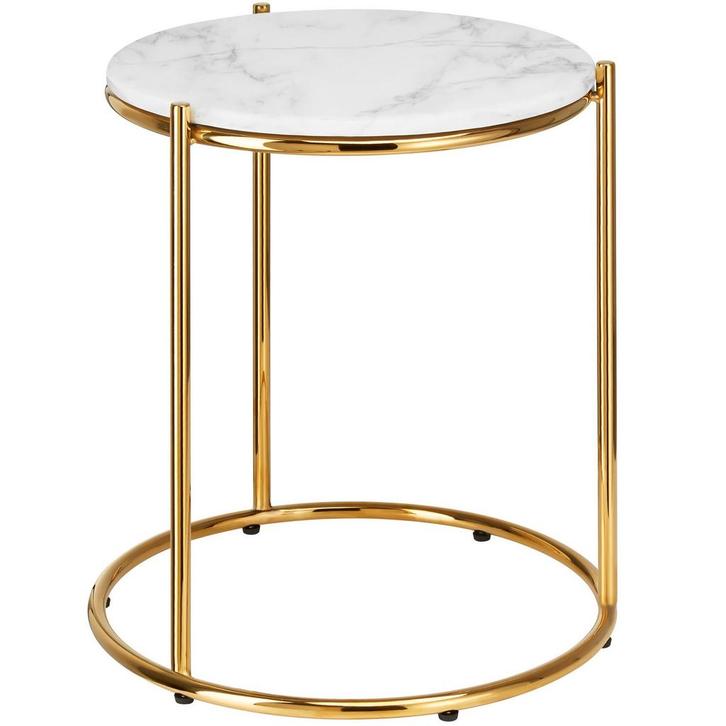 tectake Bijzettafel Ellsa, marmeren blad, stalen frame - wit, Huis en Inrichting, Tafels | Bijzettafels, Verzenden