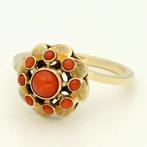 Bague - 14 carats Or jaune Corail rouge
