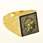 Ring - 18 karaat Geel goud Onyx, Nieuw