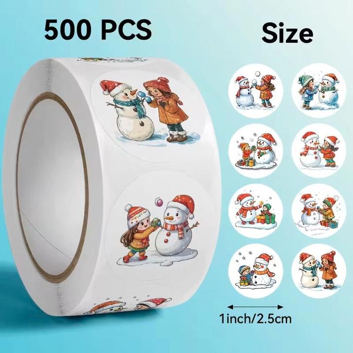 Sluitstickers kerstetiketten kerststickers kind & sneeuwpop, Hobby en Vrije tijd, Knutselen, Nieuw