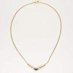 Halsketting - 14 karaat Geel goud Saffier - Diamant, Handtassen en Accessoires, Kettingen, Nieuw