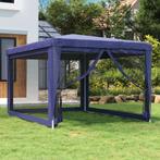 vidaXL Partytent met 4 mesh zijwanden 3x4 m HDPE blauw, Tuin en Terras, Verzenden, Nieuw
