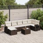 vidaXL Salon de jardin 8 pcs avec coussins marron résine, Jardin & Terrasse, Ensembles de jardin, Verzenden, Neuf, Salons de jardin