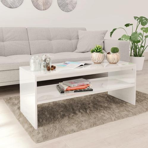 vidaXL Table basse Blanc brillant 100x40x40 cm Bois, Maison & Meubles, Tables | Tables de salon, Neuf, Envoi