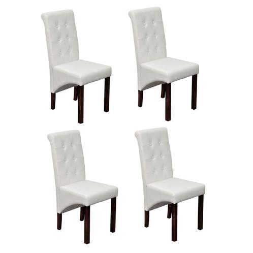 vidaXL Chaises à manger lot de 4 blanc similicuir, Maison & Meubles, Chaises, Neuf, Envoi