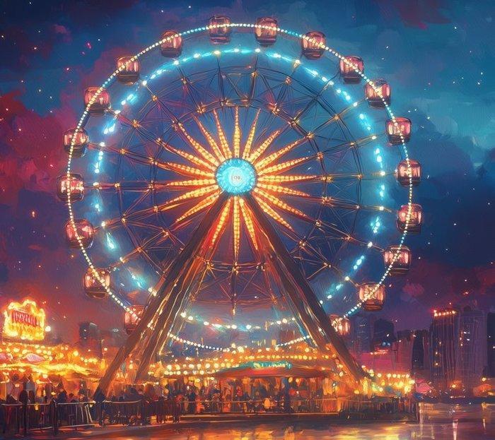 Irina Collins - Spin Lights · NO Reserve, Antiek en Kunst, Kunst | Schilderijen | Modern