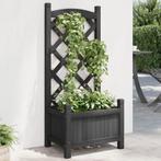 vidaXL Plantenbak met latwerk massief vurenhout zwart, Tuin en Terras, Verzenden, Nieuw