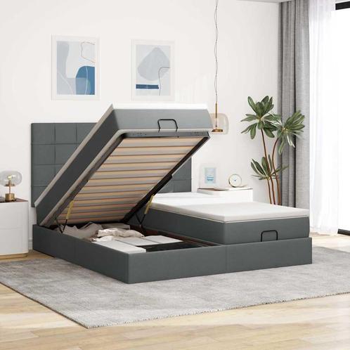 vidaXL Ottoman bed met matrassen 160x200cm stof donkergrijs, Huis en Inrichting, Slaapkamer | Bedden, Nieuw, Verzenden