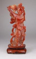 Chinese Carved Agate Sculpture Stone Kwanyin Lady Statue, Antiquités & Art