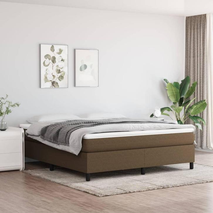 vidaXL Boxspring bed stof donkerbruin 180x200 cm, Maison & Meubles, Chambre à coucher | Lits, Envoi