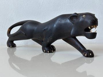 Statue, Art Deco Puma - 12 cm - Dur Hêtre