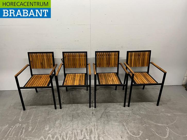 Bolero DS151 stoelen met acaciahouten armleuning antraciet, Zakelijke goederen, Horeca | Meubilair en Inrichting, Ophalen of Verzenden