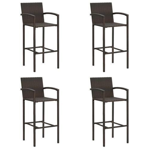 vidaXL Barkrukken 4 st poly rattan bruin, Tuin en Terras, Tuinstoelen, Nieuw, Verzenden