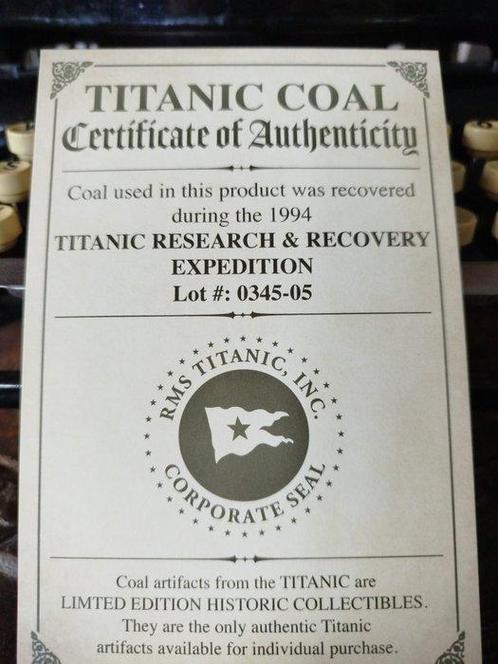 Verenigde Staten. Medal 1994 Titanic coal with COA (Zonder, Postzegels en Munten, Munten | Europa | Niet-Euromunten