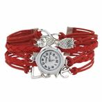 Fako - Armband Horloge - Multi Infinity Uiltjes Love - Rood, Verzenden