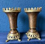 Vase (2) - Bronze patiné, Brons, Antiek en Kunst