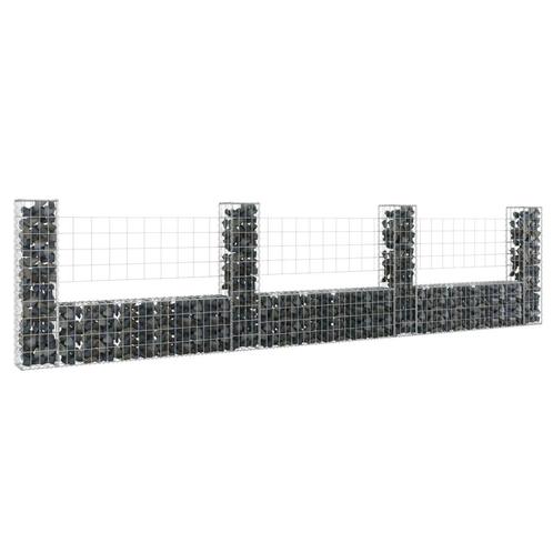 vidaXL Schanskorf U-vormig met 4 palen 380x20x100 cm ijzer, Tuin en Terras, Tuinhekken en Hekwerk, Nieuw, Verzenden