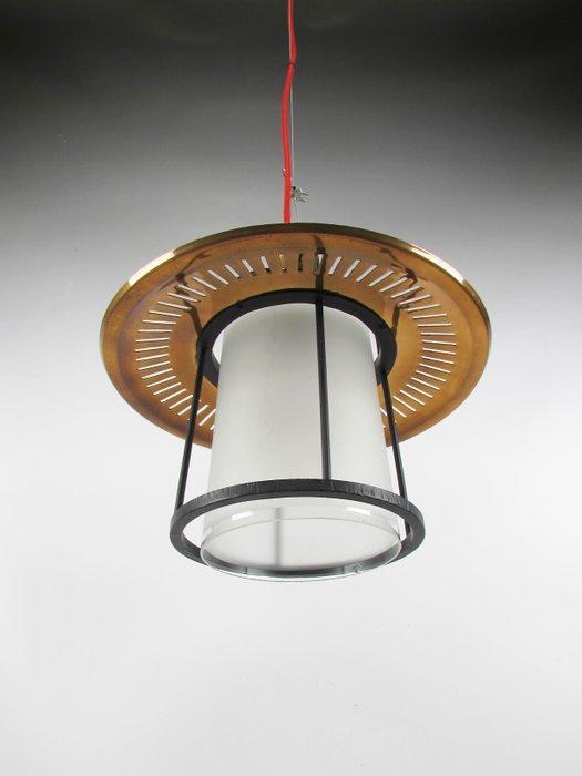 Plafondlamp - Koper, matglas, ijzer, Antiquités & Art, Curiosités & Brocante