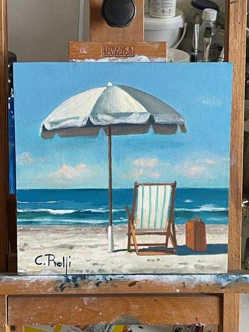 Claudio Rolfi (1960) - Ti aspetto in spiaggia, Antiek en Kunst, Kunst | Schilderijen | Modern