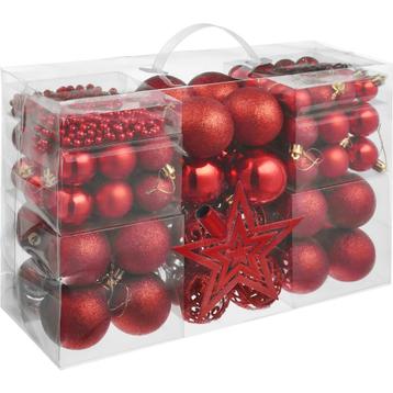 tectake 84 kerstballen onbreekbaar met ketting en ster rood beschikbaar voor biedingen