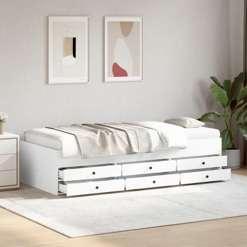 vidaXL Slaapbank met lades zonder matras 90x200 cm wit, Huis en Inrichting, Slaapkamer | Bedden, Nieuw, Verzenden