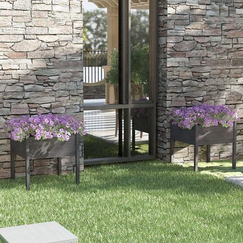 vidaXL Plantenbakken 2 st 70x70x70 cm massief grenenhout, Tuin en Terras, Bloempotten, Nieuw, Verzenden