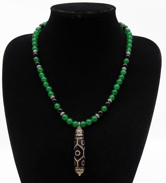 Emeraude, Obsidian - Dzi met 9 ogen - Schildpad schubben -, Antiquités & Art, Antiquités | Livres & Manuscrits