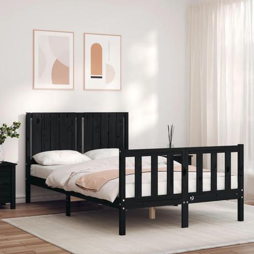 vidaXL Cadre de lit avec tête de lit noir petit double, Maison & Meubles, Chambre à coucher | Lits, Neuf, Envoi