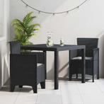 vidaXL Tuin Eettafel Set 3 pcs Antraciet Polt riet, Verzenden, Nieuw