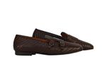 TESTONI Brown Loafer Monk Shoes Woven Calf 8 UK - 42 IT -, Nieuw
