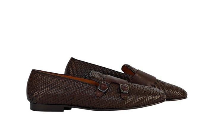 TESTONI Brown Loafer Monk Shoes Woven Calf 8 UK - 42 IT -, Kleding | Heren, Schoenen