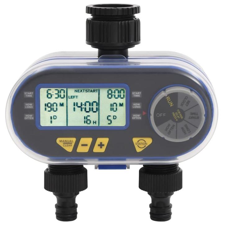 vidaXL Watertimer met dubbele uitgang automatisch digitaal, Tuin en Terras, Tuinsproeiers, Nieuw, Verzenden