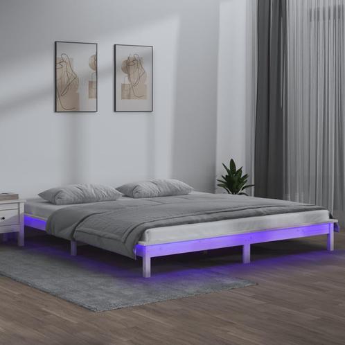 vidaXL Cadre de lit à LED blanc 150x200 cm très grand, Maison & Meubles, Chambre à coucher | Lits, Neuf, Envoi