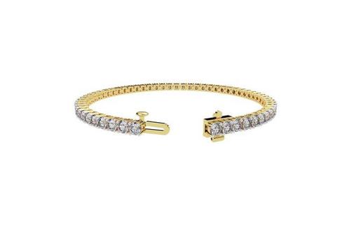 Tennis armband - 14 karaat Geel goud - 5.71ct. tw. Diamant, Handtassen en Accessoires, Antieke sieraden