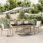 vidaXL Table de jardin plateau en verre Résine tressée, Jardin & Terrasse, Neuf, Verzenden