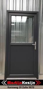 PVC Deur antraciet 98 x 200 vol paneel, 1/2 en 1/3 glas, Nieuw, 80 tot 100 cm, Glas, Ophalen of Verzenden