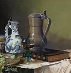 K. Trum - Stilleven met kan, kruik, boeken en druiven, Antiek en Kunst