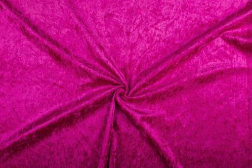 Crushed velvet donkerfuchsia stof - 10m rol - Velours, Hobby en Vrije tijd, Stoffen en Lappen, 120 cm of meer, 200 cm of meer