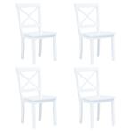 vidaXL Chaises à manger lot de 4 blanc bois dhévéa, Maison & Meubles, Verzenden, Neuf