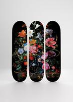 Boom-art - sculptuur, Triptych Flowers Skateboards - 82 cm -