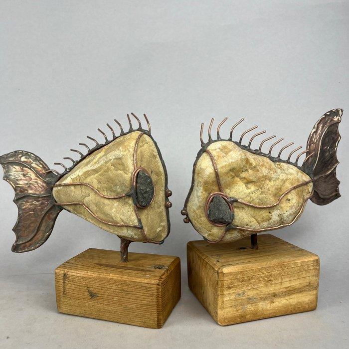 Jacek Drzymaa ( XX- XXI) - sculptuur, 2 BIG KISSING FISH -, Antiek en Kunst, Curiosa en Brocante