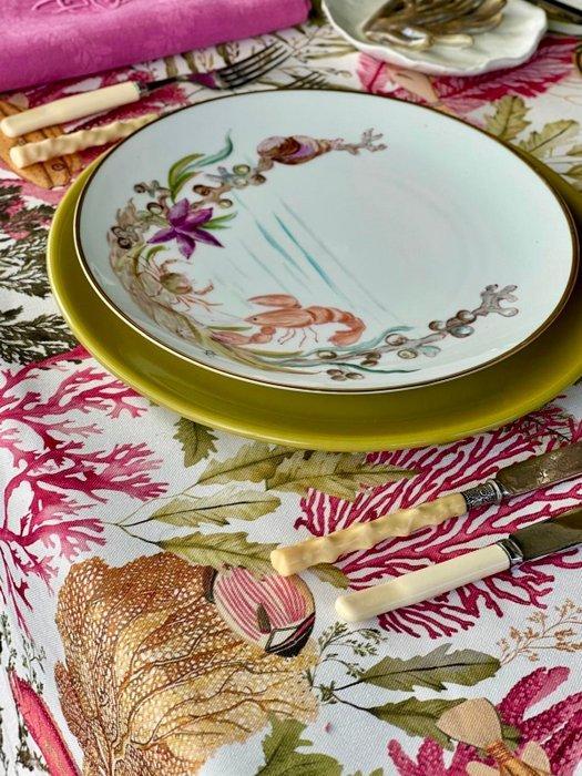 Exclusief gestempeld tafelkleed met maritieme koraalbanken, Antiquités & Art, Curiosités & Brocante