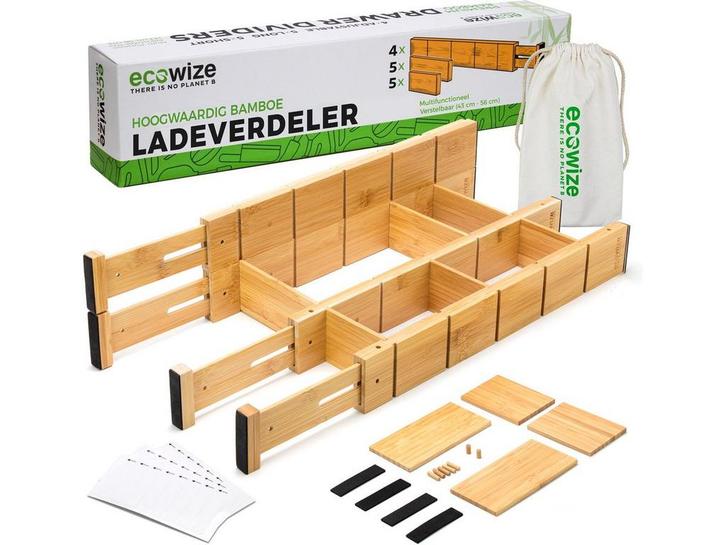 Ecowize Luxe Lade Organizer - Verstelbare Bamboe, Huis en Inrichting, Woonaccessoires | Overige, Nieuw, Verzenden