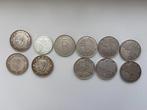 Belgique. Lot van 11 munten: 9 x 500 Francs, 2 x 250 Francs,, Postzegels en Munten