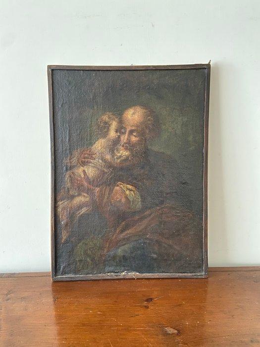Italiaanse school (XVII) - San Giuseppe con Bambino, Antiek en Kunst, Kunst | Schilderijen | Klassiek