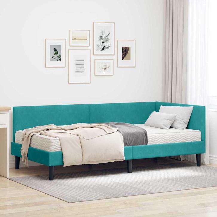vidaXL Hoekbedframe met Matras Anders 2 pcs Turquoise, Huis en Inrichting, Slaapkamer | Bedden, Nieuw, Verzenden