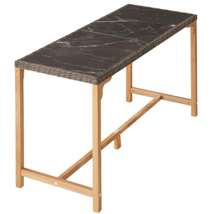 tectake Wicker bartafel Lovas 161x64,5x99,5cm - natuur, Tuin en Terras, Tuinsets en Loungesets, Verzenden