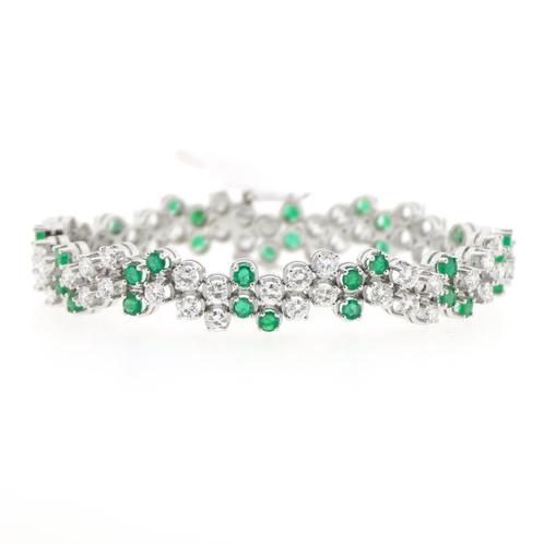 Exclusieve witgouden armband met smaragd en diamant 7,40..., Handtassen en Accessoires, Armbanden, Overige kleuren, Gebruikt, Met edelsteen