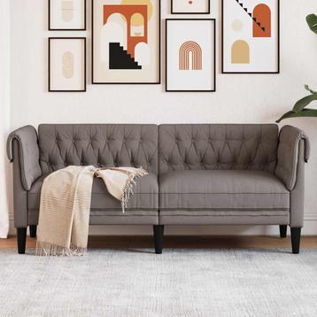 vidaXL Tweezitsbank Chesterfield-stijl stof taupe, Huis en Inrichting, Verzenden, Nieuw